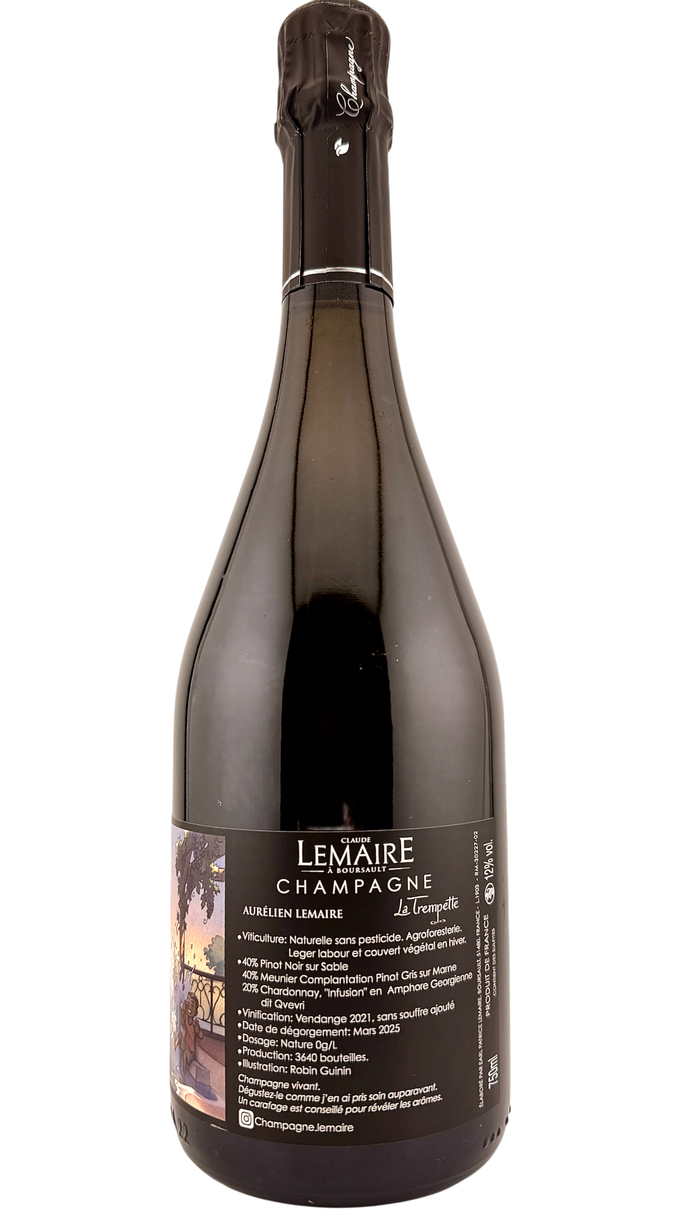Champagne La Trempette Aurélien Lemaire sparkling wine vin naturel bio biodynamie vin naturel natural wine organic vallée de la marne pinot noir pinot meunier pinot gris chardonnay qvevri amphore