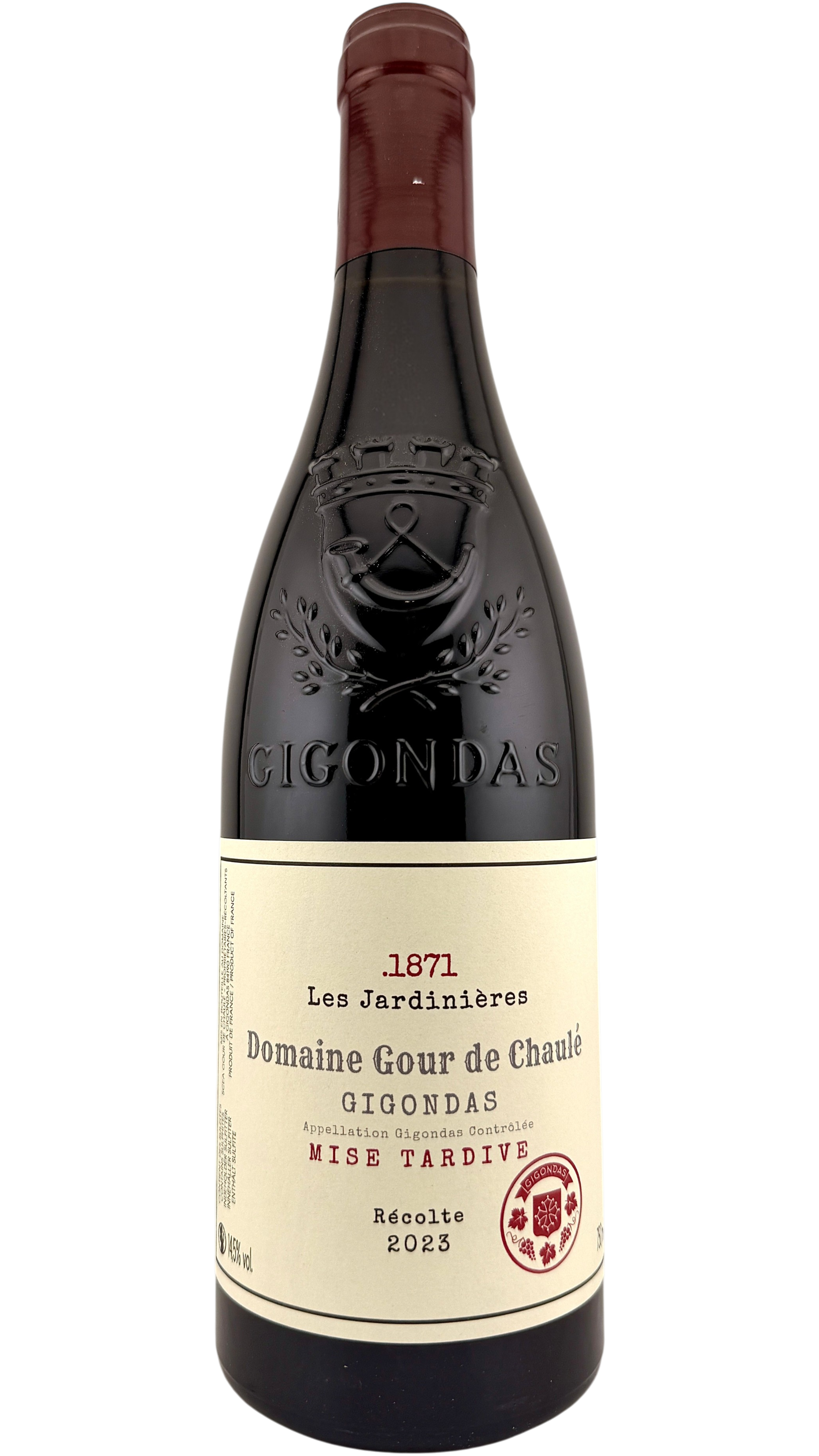 Gigondas Les Jardinières Mise tardive Domaine Gour de chaulé