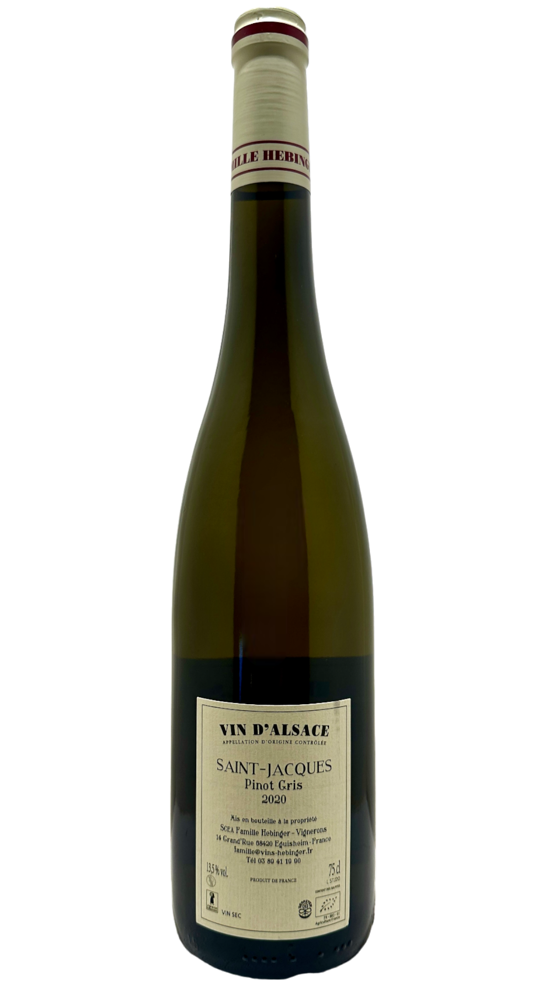 Pinot gris gris Saint Jacques Domaine Hebinger.