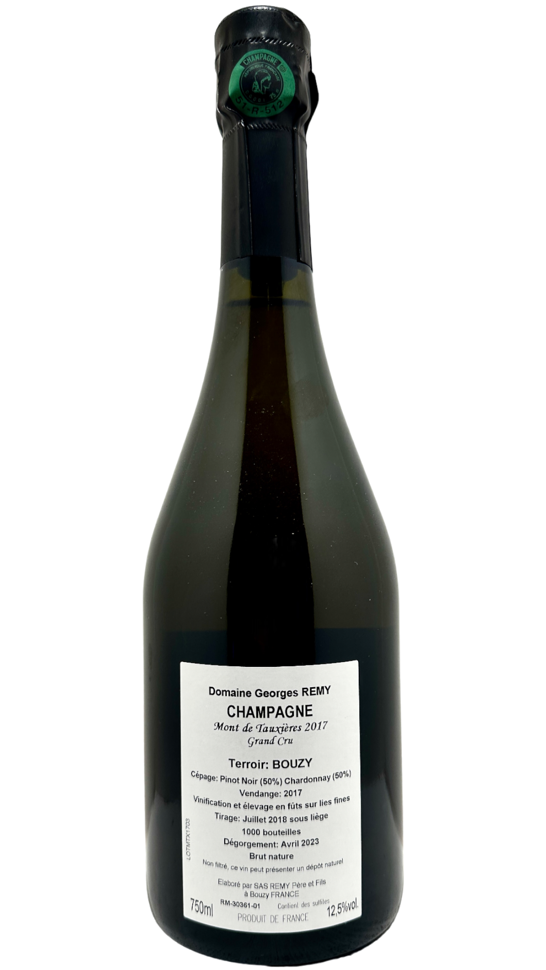 vin effervescent champagne sparkling wine bio biodynamie nature natural wine organic artisan vigneron champagne chardonnay pinot noir pinot meunier georges remy champagne brut nature grand cru bouzy le mont de tauxières 2017