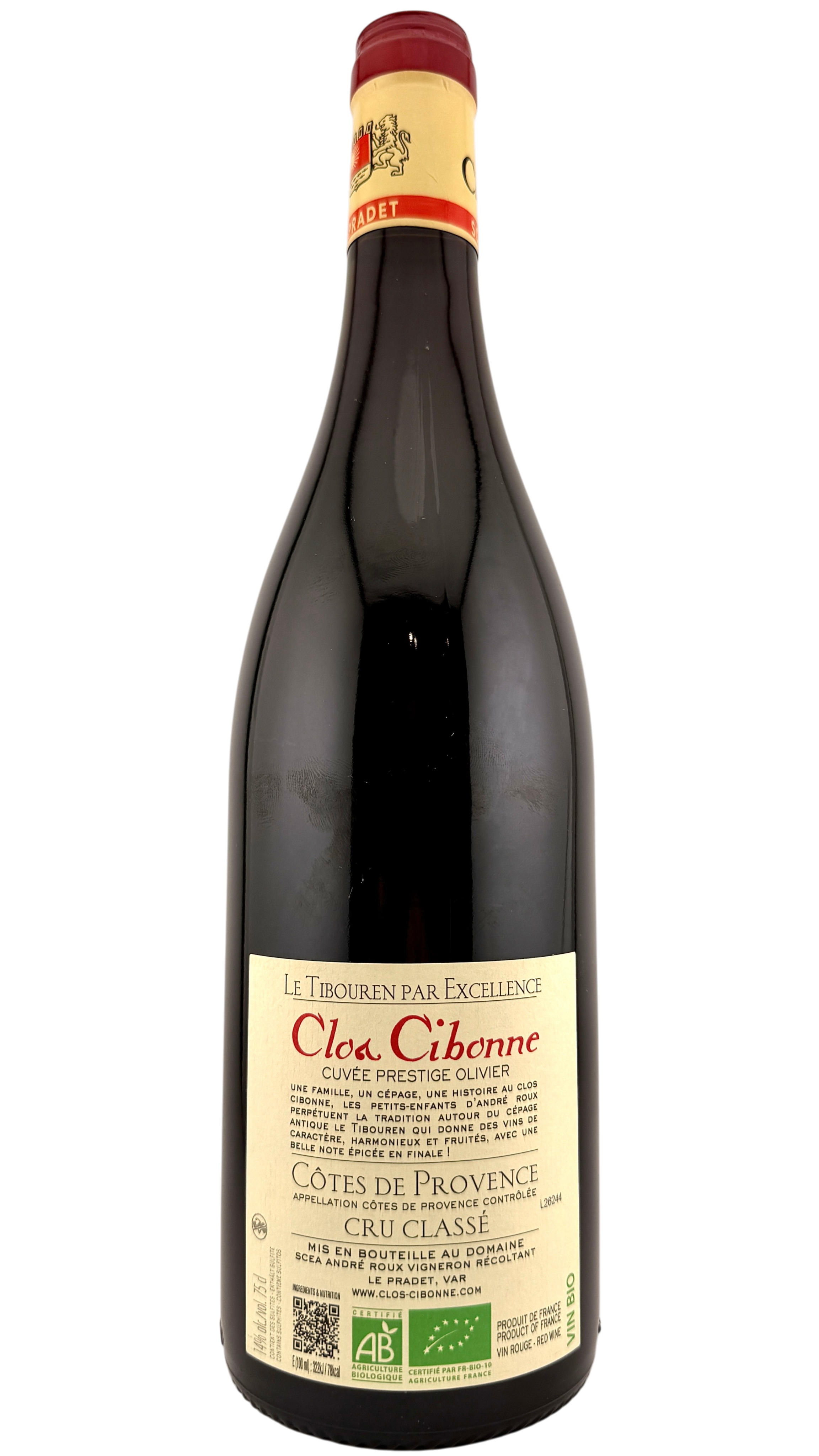 Côtes de Provence _Cuvée prestige Olivier  Clos Cibonne